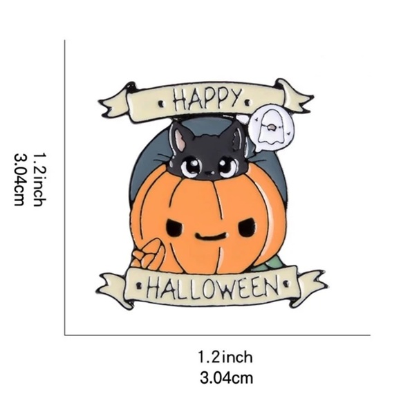 NIP HAPPY HALLOWEEN CAT IN PUMPKIN PIN - Picture 3 of 4